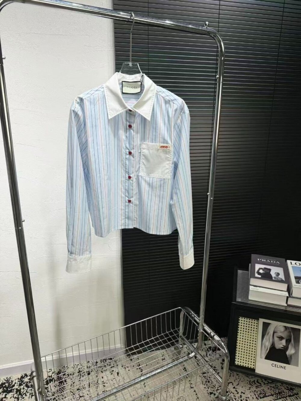 Vintage Inspired Striped Button Up Shirt White Blue Casual Luxury Style
